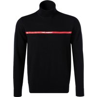 KARL LAGERFELD Herren Rollkragenpullover schwarz Wolle unifarben von Karl Lagerfeld