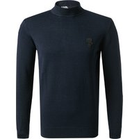 KARL LAGERFELD Herren Stehkragenpullover blau Baumwolle unifarben von Karl Lagerfeld