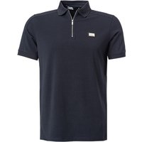 KARL LAGERFELD Herren Zip-Polo blau Baumwoll-Jersey von Karl Lagerfeld