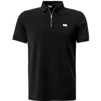 KARL LAGERFELD Herren Zip-Polo schwarz Baumwoll-Jersey von Karl Lagerfeld