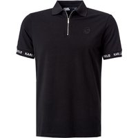 KARL LAGERFELD Herren Zip-Polo schwarz Baumwoll-Jersey von Karl Lagerfeld