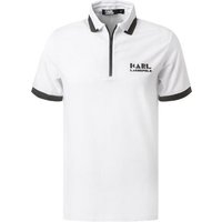 KARL LAGERFELD Herren Zip-Polo weiß Baumwoll-Jersey von Karl Lagerfeld