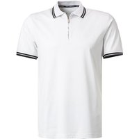 KARL LAGERFELD Herren Zip-Polo weiß Baumwoll-Jersey von Karl Lagerfeld