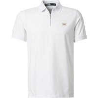 KARL LAGERFELD Herren Zip-Polo weiß Baumwoll-Jersey von Karl Lagerfeld