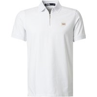 KARL LAGERFELD Herren Zip-Polo weiß Baumwoll-Jersey von Karl Lagerfeld