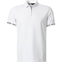 KARL LAGERFELD Herren Zip-Polo weiß Baumwoll-Jersey von Karl Lagerfeld