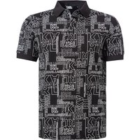 KARL LAGERFELD Herren Polo-Shirt schwarz Baumwoll-Jersey gemustert von Karl Lagerfeld