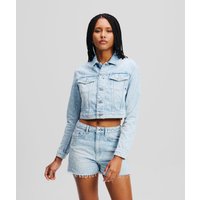 Karl Lagerfeld, Bouclé-jeansjacke, Frau, Washed Blue Boucle, Größe: XS von Karl Lagerfeld