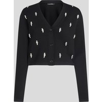 Karl Lagerfeld, Cardigan Mit Strass, Frau, Schwarz, Größe: XS von Karl Lagerfeld
