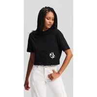 Karl Lagerfeld, Cropped-t-shirt Mit Monogramm, Frau, Schwarz, Größe: L von Karl Lagerfeld