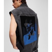 Karl Lagerfeld, Denim-weste Mit Karl-print, Mann, Gewaschenes Schwarz, Größe: L von Karl Lagerfeld