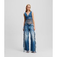 Karl Lagerfeld, Entspannte Jeans Mit Fransen, Frau, Stone Washed Mittelblau, Größe: W29 L30 von Karl Lagerfeld