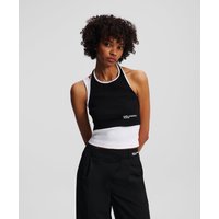 Karl Lagerfeld, Geripptes Tanktop Mit Schichteffekt, Frau, Schwarz/Weiss, Größe: XS Karl Lagerfeld, Geripptes Tanktop Mit Schichteffekt, Frau, Schwarz/Weiss, Größe: XS von Karl Lagerfeld