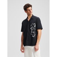 Karl Lagerfeld, Hemd Mit Blumenprint, Mann, Schwarz, Größe: XS von Karl Lagerfeld