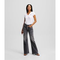 Karl Lagerfeld, Hoch Geschnittene Denim-schlaghose Mit Knopfverschluss, Frau, Visual Washed Schwarz, Größe: W29 L30 Karl Lagerfeld, Hoch Geschnittene Denim-schlaghose Mit Knopfverschluss, Frau, Visual Washed Schwarz, Größe: W29 L30 von Karl Lagerfeld