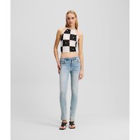 Karl Lagerfeld, Hoch Geschnittene Skinny-jeans Mit Schlitz Am Saum, Frau, Hellblau, Größe: W29 L32 Karl Lagerfeld, Hoch Geschnittene Skinny-jeans Mit Schlitz Am Saum, Frau, Hellblau, Größe: W29 L32 von Karl Lagerfeld