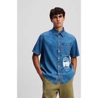 Karl Lagerfeld, Ikon Kurzärmeliges Jeanshemd, Mann, Hellblauer Denim, Größe: XS Karl Lagerfeld, Ikon Kurzärmeliges Jeanshemd, Mann, Hellblauer Denim, Größe: XS von Karl Lagerfeld