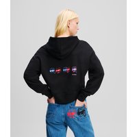 Karl Lagerfeld, Ikon Kurzer Hoodie Mit Farbdetails, Frau, Schwarz, Größe: XS Karl Lagerfeld, Ikon Kurzer Hoodie Mit Farbdetails, Frau, Schwarz, Größe: XS von Karl Lagerfeld