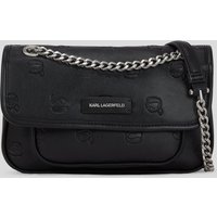 Karl Lagerfeld, Ikon Monogram Kleine Schultertasche, Frau, All Over Print Tonal Schwarz, Größe: One size von Karl Lagerfeld