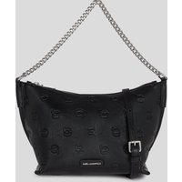 Karl Lagerfeld, Ikon Monogram Schultertasche, Frau, All Over Print Tonal Schwarz, Größe: One size von Karl Lagerfeld