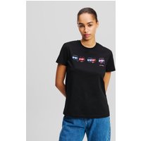 Karl Lagerfeld, Ikon T-shirt Mit Farbdetails, Frau, Schwarz, Größe: XS Karl Lagerfeld, Ikon T-shirt Mit Farbdetails, Frau, Schwarz, Größe: XS von Karl Lagerfeld