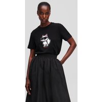 Karl Lagerfeld, Ikon choupette T-shirt, Frau, Schwarz, Größe: XS von Karl Lagerfeld
