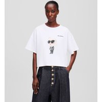 Karl Lagerfeld, Ikon kastiges T-shirt, Frau, Weiss, Größe: L von Karl Lagerfeld