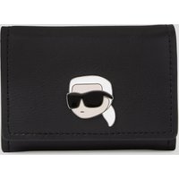 Karl Lagerfeld, Ikon pin Kleines Leder-portemonnaie, Frau, Schwarz, Größe: One size von Karl Lagerfeld