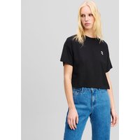 Karl Lagerfeld, Ikon t-shirt Aus Mischgewebe, Frau, Schwarz, Größe: XS Karl Lagerfeld, Ikon t-shirt Aus Mischgewebe, Frau, Schwarz, Größe: XS von Karl Lagerfeld