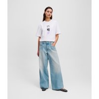 Karl Lagerfeld, Jeans Mit Weitem Bein Und Falten, Frau, Verblasstes Sonnenblau, Größe: 30 Karl Lagerfeld, Jeans Mit Weitem Bein Und Falten, Frau, Verblasstes Sonnenblau, Größe: 30 von Karl Lagerfeld