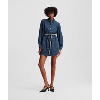 Karl Lagerfeld, Jeanskleid Mit Puffärmeln, Frau, Washed Dark Blue, Größe: M von Karl Lagerfeld