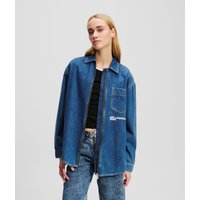 Karl Lagerfeld, Jeansshirt Mit Reissverschluss Vorne, Frau, Mittelblau, Größe: XS von Karl Lagerfeld