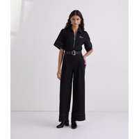 Karl Lagerfeld, Jumpsuit Mit Kontrastnähten, Frau, Schwarz, Größe: XS von Karl Lagerfeld
