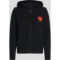 Karl Lagerfeld, K/heart Reissverschluss-pullover, Frau, Schwarz, Größe: XS Karl Lagerfeld, K/heart Reissverschluss-pullover, Frau, Schwarz, Größe: XS von Karl Lagerfeld