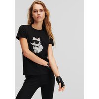 Karl Lagerfeld, K/ikonik choupette T-shirt Mit Strasssteinen, Frau, Schwarz, Größe: XL von Karl Lagerfeld