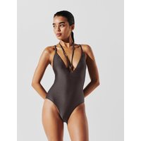 Karl Lagerfeld, K/signature badeanzug Mit Mehreren Trägern, Frau, Gunmetal, Größe: XS Karl Lagerfeld, K/signature badeanzug Mit Mehreren Trägern, Frau, Gunmetal, Größe: XS von Karl Lagerfeld