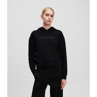 Karl Lagerfeld, Kapuzenpullover Mit Glitzerndem Logo, Frau, Schwarz, Größe: XS von Karl Lagerfeld