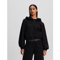 Karl Lagerfeld, Kapuzenpullover Mit Glitzerndem Logoband Und Reissverschluss, Frau, Schwarz, Größe: XS Karl Lagerfeld, Kapuzenpullover Mit Glitzerndem Logoband Und Reissverschluss, Frau, Schwarz, Größe: XS von Karl Lagerfeld