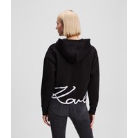 Karl Lagerfeld, Signature Hoodie Mit Reissverschluss, Frau, Schwarz, Größe: XS von Karl Lagerfeld