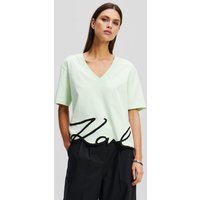 Karl Lagerfeld, Signature T-shirt Mit V-ausschnitt, Frau, Spray, Größe: XS von Karl Lagerfeld
