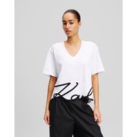 Karl Lagerfeld, Signature T-shirt Mit V-ausschnitt, Frau, Weiss, Größe: XS Karl Lagerfeld, Signature T-shirt Mit V-ausschnitt, Frau, Weiss, Größe: XS von Karl Lagerfeld