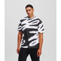 Karl Lagerfeld, Karl autograph Graffiti T-shirt, Mann, Schwarz-weißer Druck, Größe: XS von Karl Lagerfeld