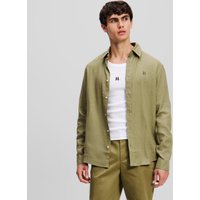 Karl Lagerfeld, Monogram Leinenhemd, Mann, Düstergrün, Größe: XS Karl Lagerfeld, Monogram Leinenhemd, Mann, Düstergrün, Größe: XS von Karl Lagerfeld