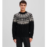 Karl Lagerfeld, Monogram Fair-isle-pullover, Mann, Schwarz, Größe: XS Karl Lagerfeld, Monogram Fair-isle-pullover, Mann, Schwarz, Größe: XS von Karl Lagerfeld