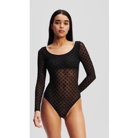 Karl Lagerfeld, Monogram Langärmeliger Body Aus Netzstoff, Frau, Schwarz, Größe: XL Karl Lagerfeld, Monogram Langärmeliger Body Aus Netzstoff, Frau, Schwarz, Größe: XL von Karl Lagerfeld