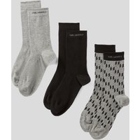 Karl Lagerfeld, Monogram Socken – 3er-set, Mann, Schwarz/Grau, Größe: One size Karl Lagerfeld, Monogram Socken – 3er-set, Mann, Schwarz/Grau, Größe: One size von Karl Lagerfeld