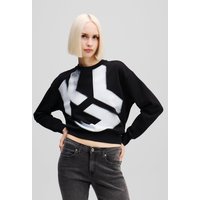 Karl Lagerfeld, Monogram Gebleichtes Sweatshirt, Frau, Schwarz, Größe: XS Karl Lagerfeld, Monogram Gebleichtes Sweatshirt, Frau, Schwarz, Größe: XS von Karl Lagerfeld