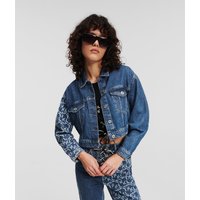 Karl Lagerfeld, Klj monogram Kurze Jacke Aus Denim, Frau, Monogramm mittelblau, Größe: XL von Karl Lagerfeld