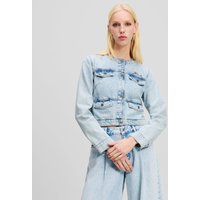 Karl Lagerfeld, Kragenlose Jeansjacke, Frau, Hellblauer Denim, Größe: XS Karl Lagerfeld, Kragenlose Jeansjacke, Frau, Hellblauer Denim, Größe: XS von Karl Lagerfeld