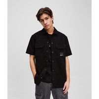 Karl Lagerfeld, Kurzärmeliges Button-up-hemd, Mann, Schwarz, Größe: XS Karl Lagerfeld, Kurzärmeliges Button-up-hemd, Mann, Schwarz, Größe: XS von Karl Lagerfeld